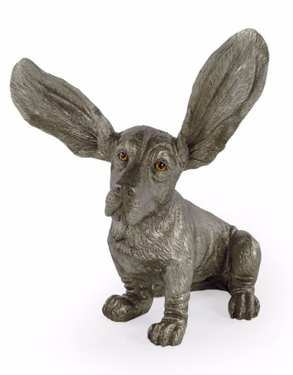 Silver Surprised Basset – Decorative Basset Hound Dog Figure