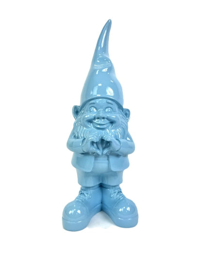 Medium Bright Blue "Heart Hands" Gnome Figure – Whimsical and Loving Decor