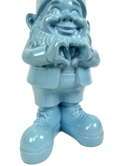 Medium Bright Blue "Heart Hands" Gnome Figure – Whimsical and Loving Decor