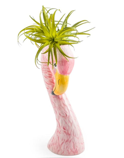 Small Ceramic Pink Flamingo Head Vase – Quirky Tropical Décor