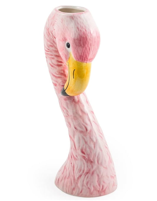 Small Ceramic Pink Flamingo Head Vase – Quirky Tropical Décor