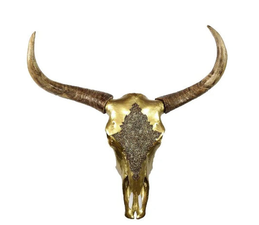 Gold Cow Skull Wall Hanging