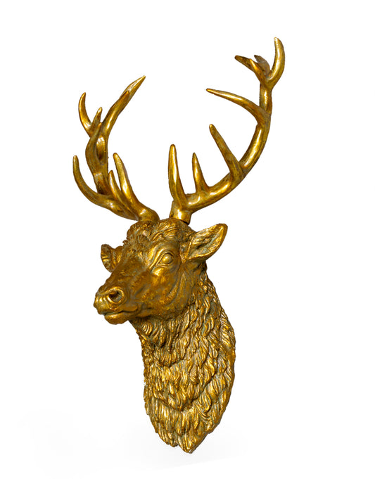 Gold Stags Head Wall Sculpture – Elegant Resin Decoration | Sign of the times Stoke