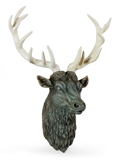 Stone Green Stag Head Wall Mount - Elegant Resin Stag with Cream Antlers | Sign of the times Stoke