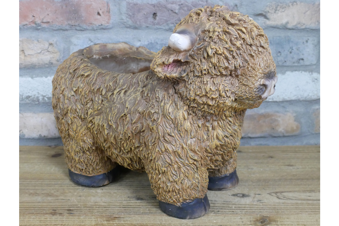 Highland Cow Planter – Rustic Animal Plant Pot