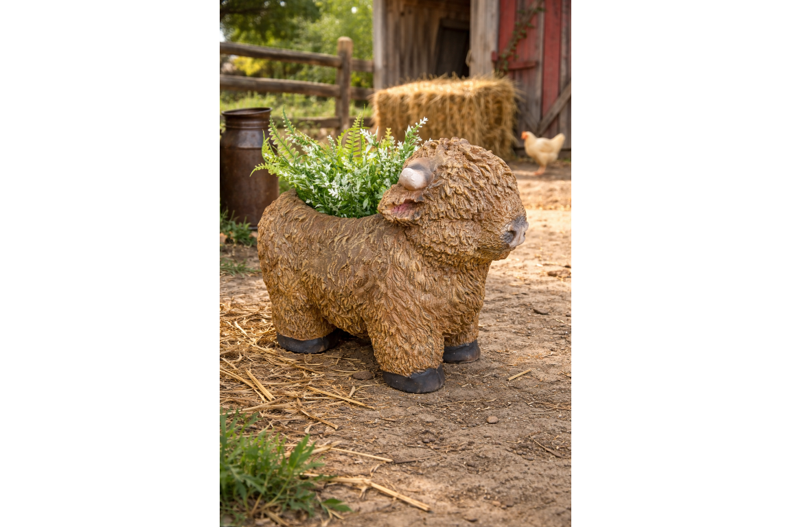 Highland Cow Planter – Rustic Animal Plant Pot