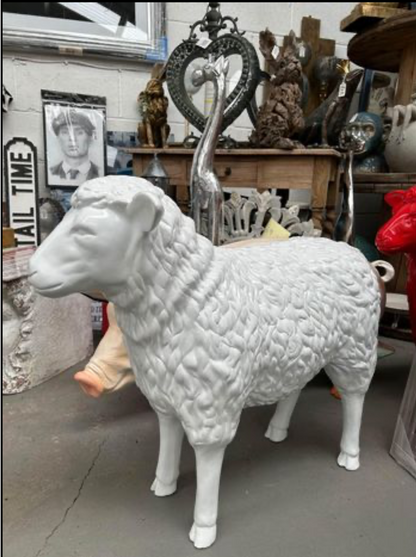 White Life-Size Sheep Sculpture - Resin Art for Indoor and Outdoor Elegance | Sign of the times Stoke