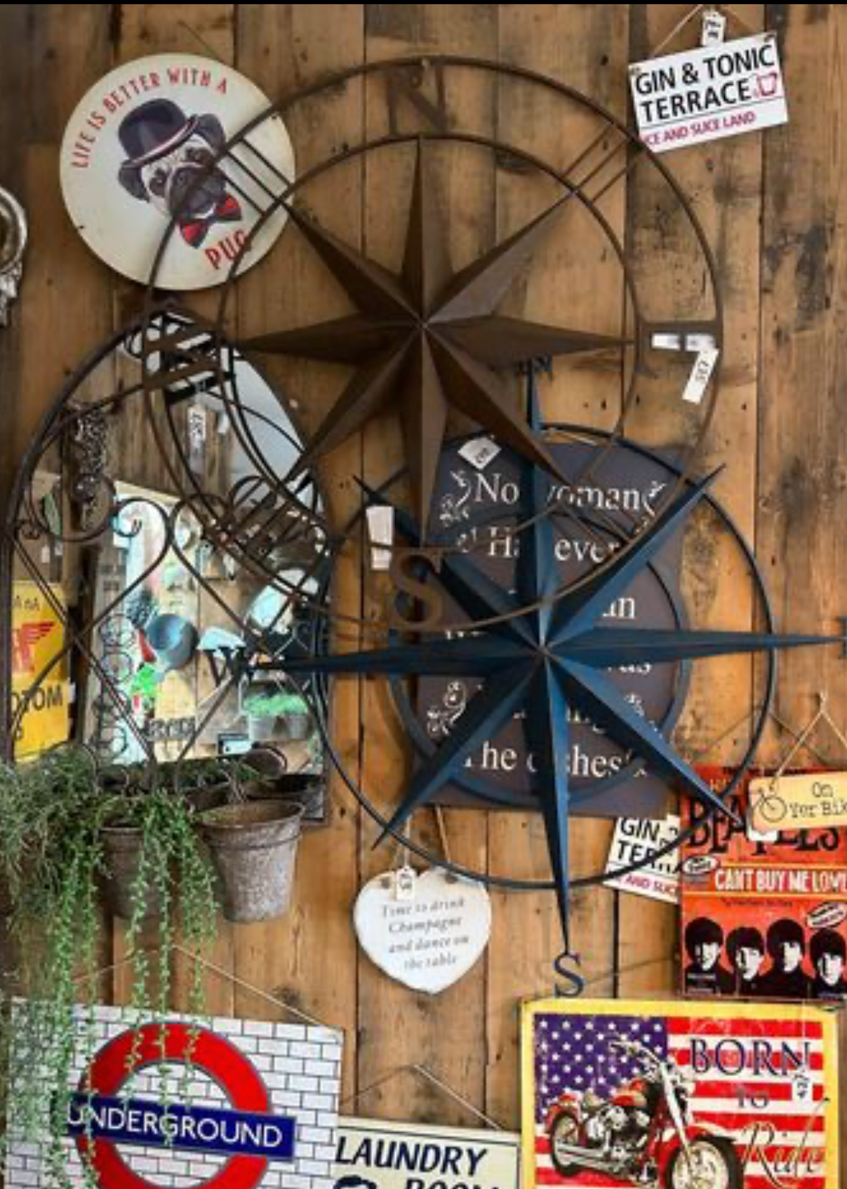 Metal Wall Compass - Rust Coloured Decorative Compass | Sign of the times Stoke