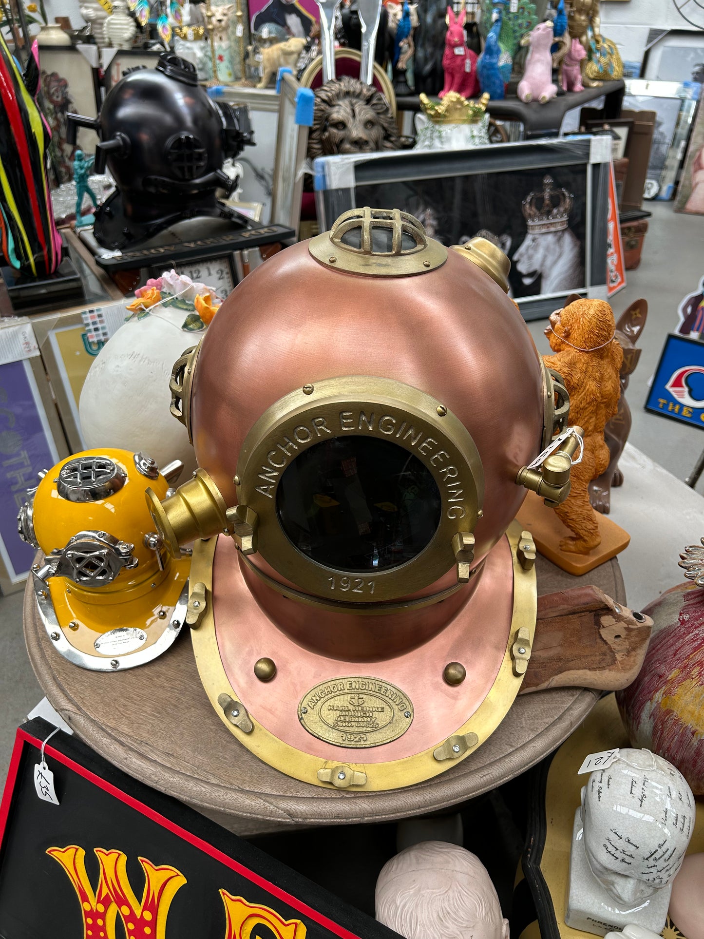 Copper Divers Helmet - Ornamental Steel and Copper Diver's Helmet | Sign of the times Stoke