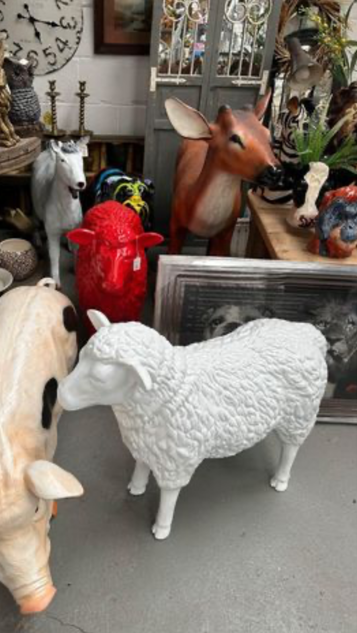 White Life-Size Sheep Sculpture - Resin Art for Indoor and Outdoor Elegance | Sign of the times Stoke