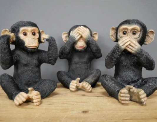 Set of 3 Monkeys - Hear No Evil, See No Evil, Speak No Evil - Adorable Resin Figurines | Sign of the times Stoke