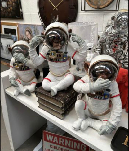 Monkey Astronaut "Hear No Evil" - Quirky Resin Figurine | Sign of the times Stoke