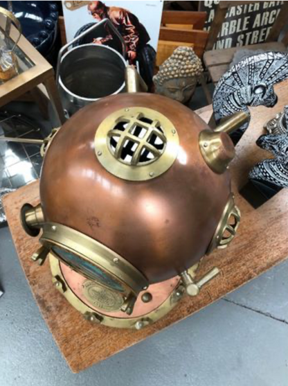 Copper Divers Helmet - Ornamental Steel and Copper Diver's Helmet | Sign of the times Stoke