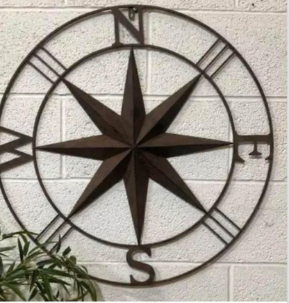 Metal Wall Compass - Rust Coloured Decorative Compass | Sign of the times Stoke