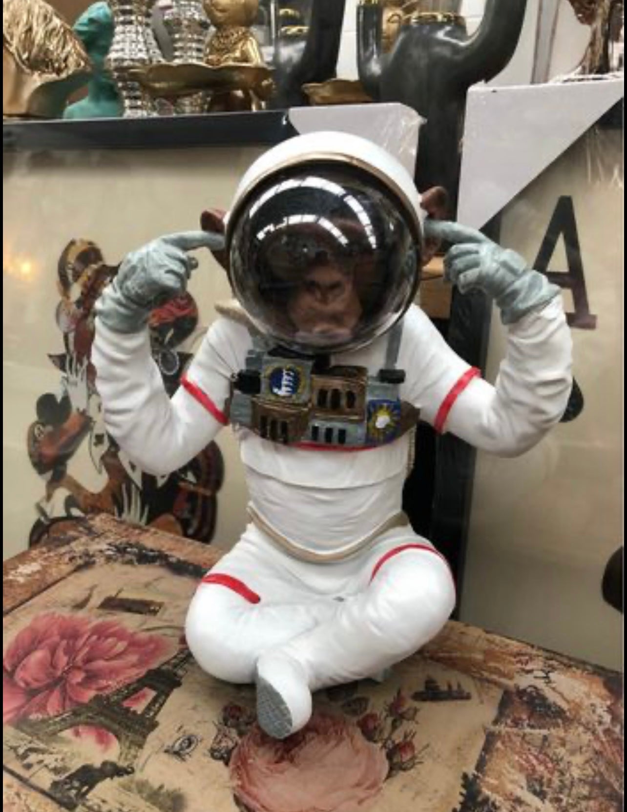 Monkey Astronaut "Hear No Evil" - Quirky Resin Figurine | Sign of the times Stoke