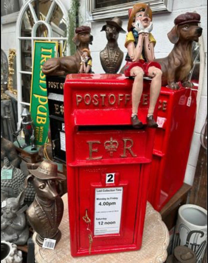 Vintage Red Post Box ER – Cast Iron Mailbox with Gold Keys | Sign of the times Stoke