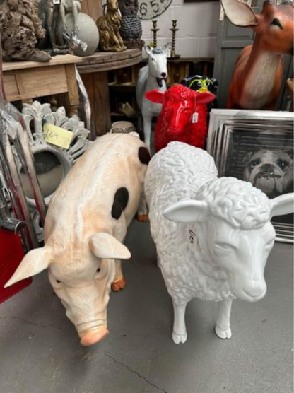 White Life-Size Sheep Sculpture - Resin Art for Indoor and Outdoor Elegance | Sign of the times Stoke