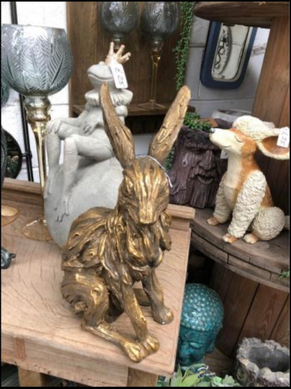 Gold Hare Ornament - Elegant Resin Hare with Twisted Willow Effect | Sign of the times Stoke