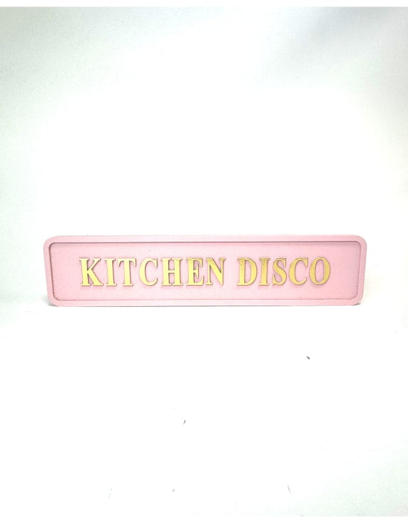 “Kitchen Disco” Wall Sign – Pink & Gold Fun Kitchen Décor