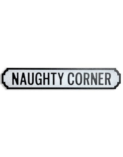 Antiqued Wooden "Naughty Corner" Road Sign – Humorous Vintage Wall Decor