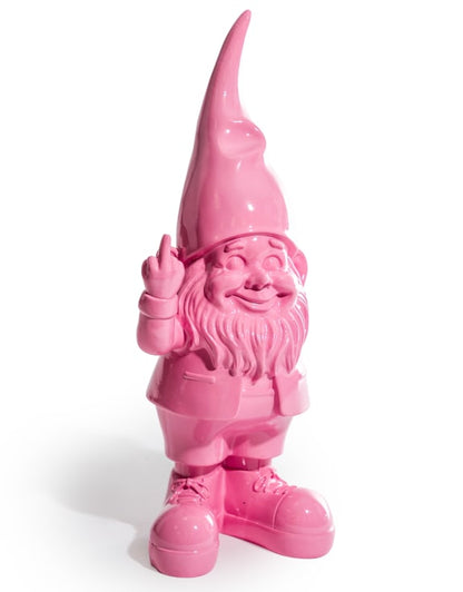 Medium Bright Pink "Naughty Gnome" Figure – Cheeky & Colourful Garden Decor