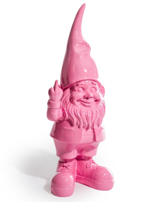 Medium Bright Pink "Naughty Gnome" Figure – Cheeky & Colourful Garden Decor