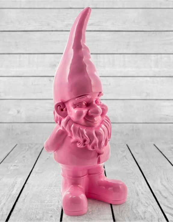 Large Bright Pink Standing Gnome Figure – Fun & Vibrant Garden or Home Decor