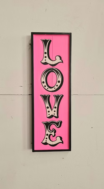 Neon Pink "LOVE" Sign - MDF Wall Art | Sign of the times Stoke