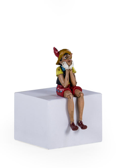 Sitting Shelf Pinocchio - Adorable Antique-Style Resin Figurine