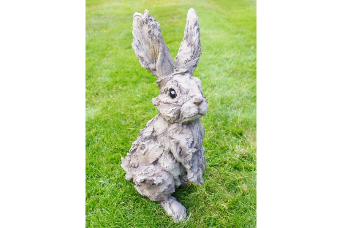 Rustic Rabbit Resin Sculpture – Wood-Look | Sign of the times Stoke