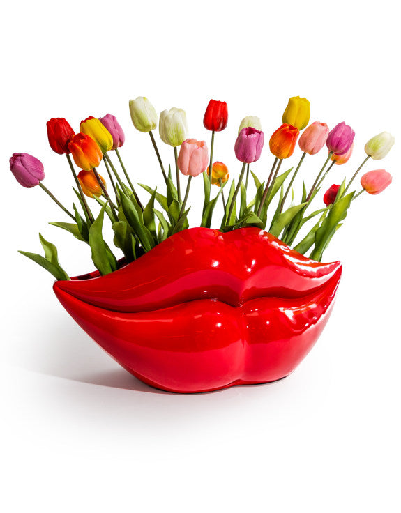 Extra Large Red Lips Planter - Stunning Resin Planter