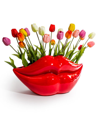 Extra Large Red Lips Planter - Stunning Resin Planter