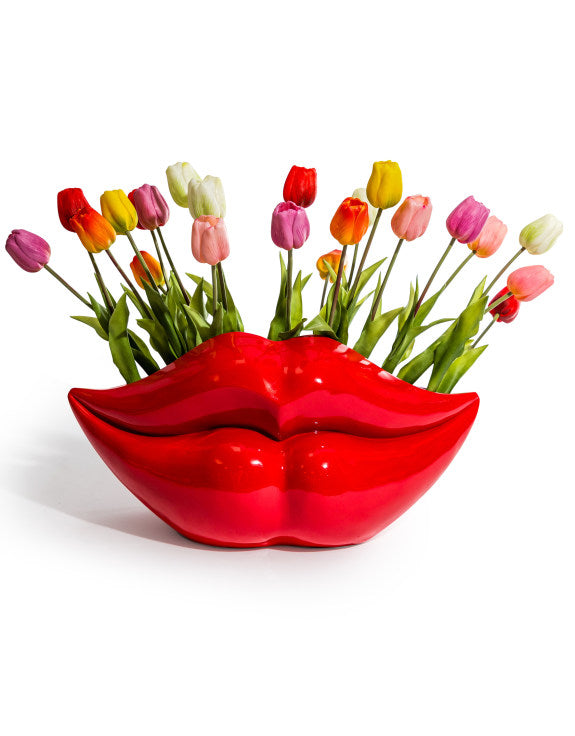 Extra Large Red Lips Planter - Stunning Resin Planter