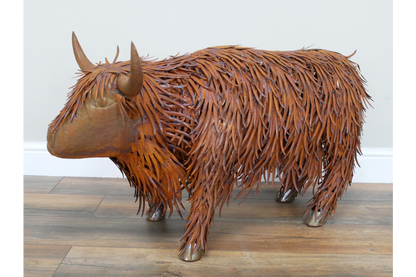 Rusty Highland Cow – Large Rustic Animal Garden Ornament