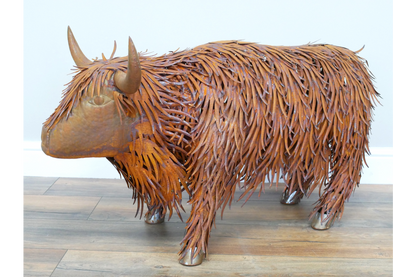 Rusty Highland Cow – Large Rustic Animal Garden Ornament