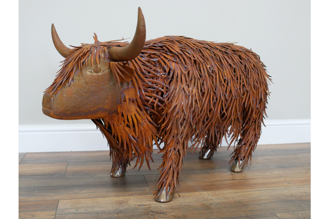 Rusty Highland Cow – Large Rustic Animal Garden Ornament
