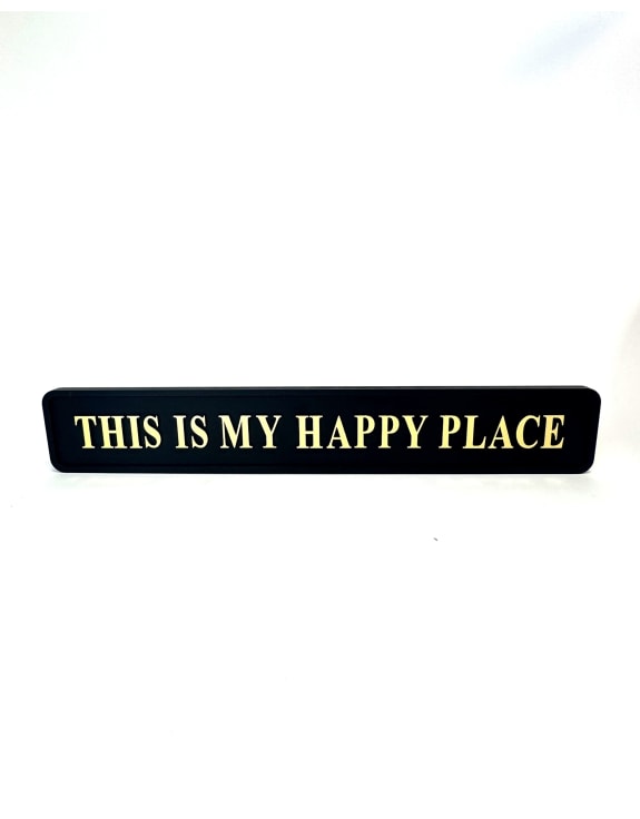Black & Gold “This Is My Happy Place” Wall Sign – Statement Home Décor | Sign of the times Stoke