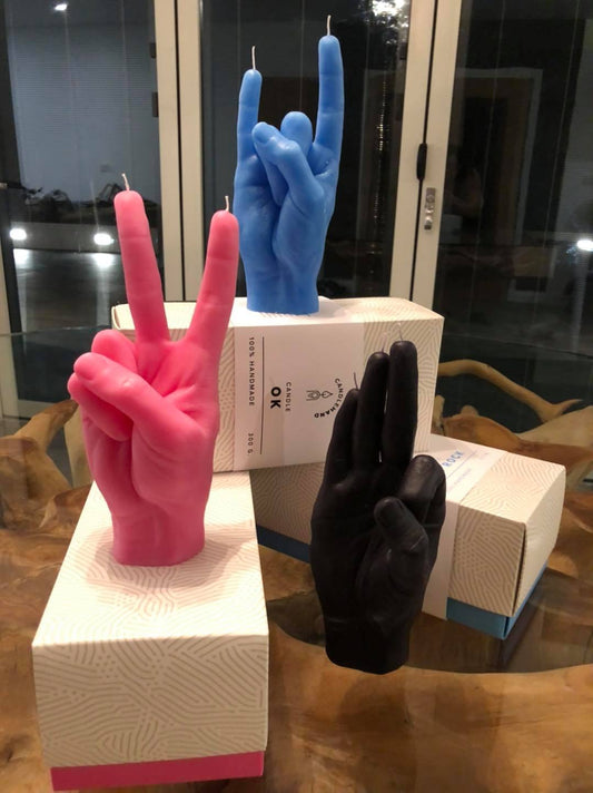 OK Finger Candles - Unique Hand Gesture Candle Set