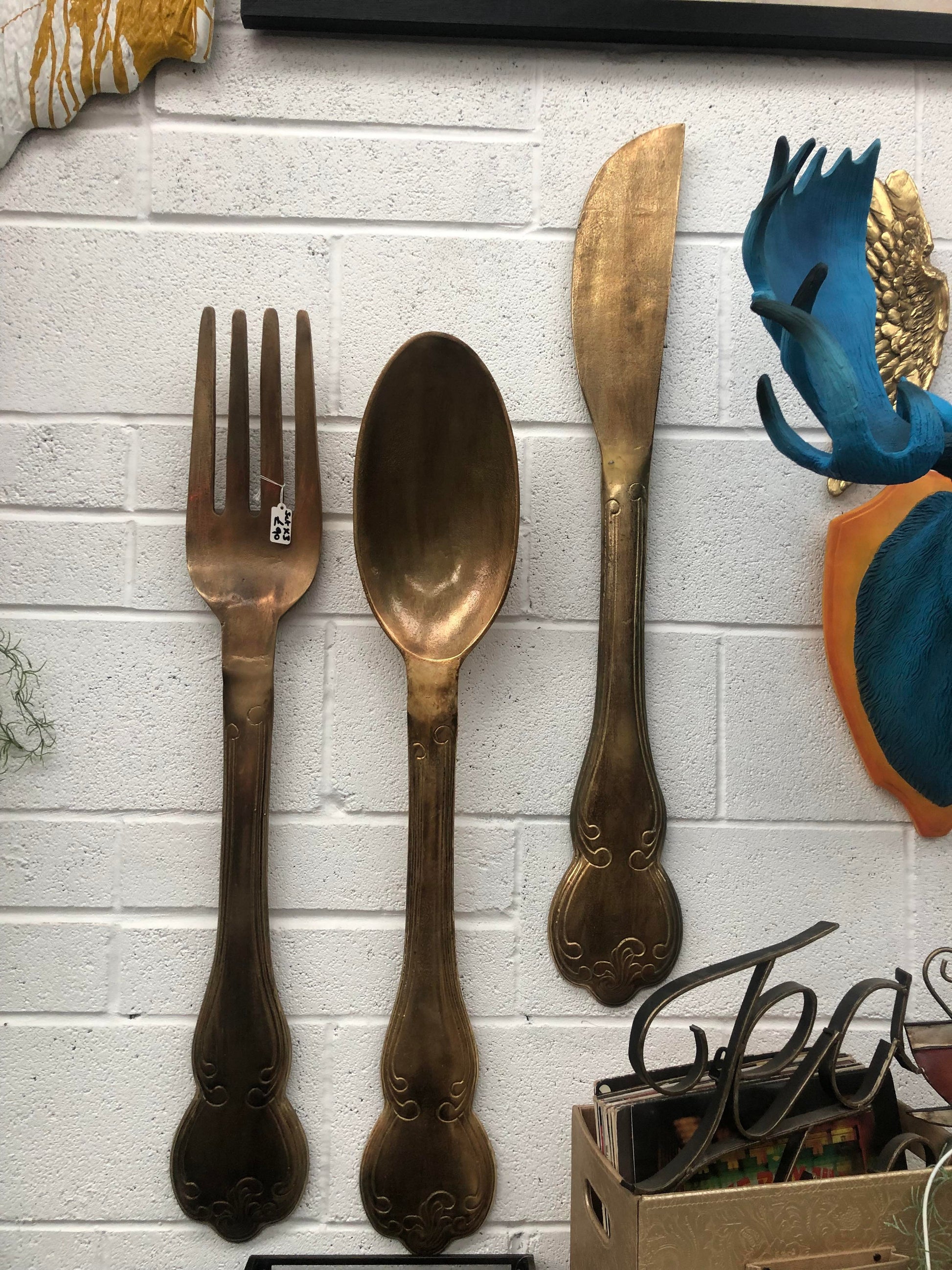 Huge Brass Knife, Fork, and Spoon Wall Art Set – Elegant Culinary Wall Decor | Sign of the times Stoke