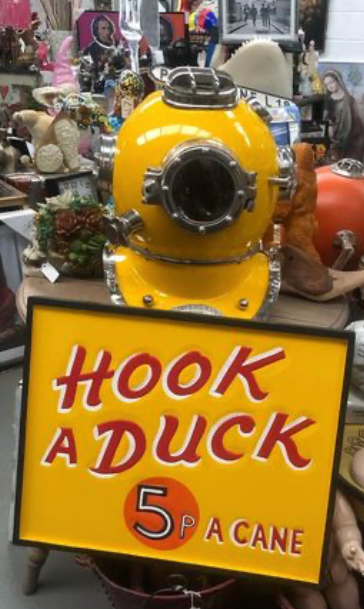 "Hook A Duck" Fairground Sign – Bright Yellow with Hand-Painted Red Text | Sign of the times Stoke