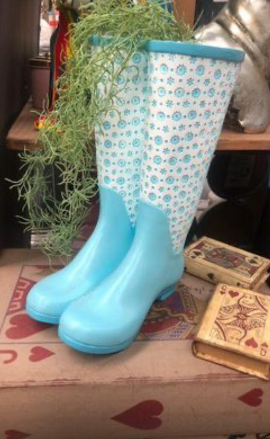 Wellington Boot Planter - Bright Blue Resin Planter for Flowers, Plants, or Umbrellas | Sign of the times Stoke