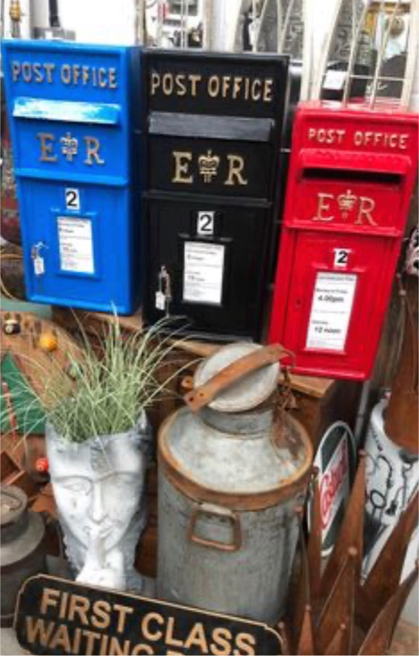 Blue Post Box ER - Cast Iron Front with Aluminium Sides and Top | Sign of the times Stoke