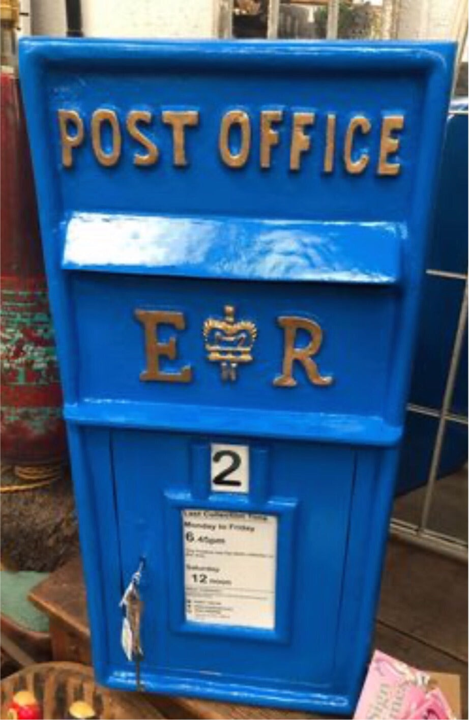 Blue Post Box ER - Cast Iron Front with Aluminium Sides and Top | Sign of the times Stoke