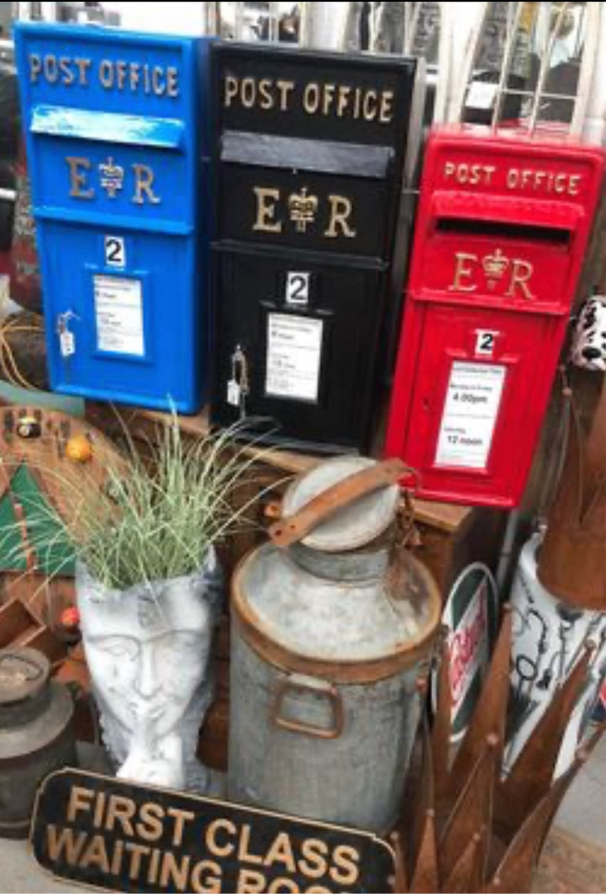 Blue Post Box ER - Cast Iron Front with Aluminium Sides and Top | Sign of the times Stoke