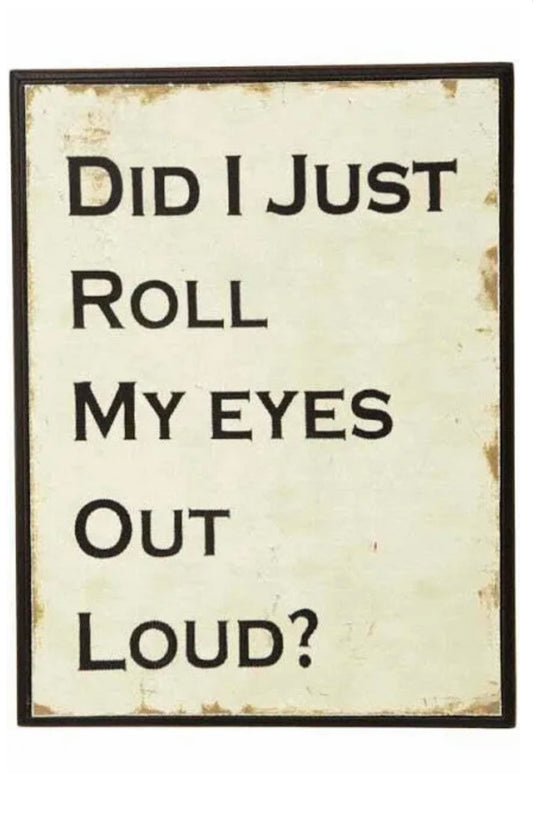 "Did I Just Roll My Eyes Out Loud" Small Sign - Humorous Home Decor | Sign of the times Stoke