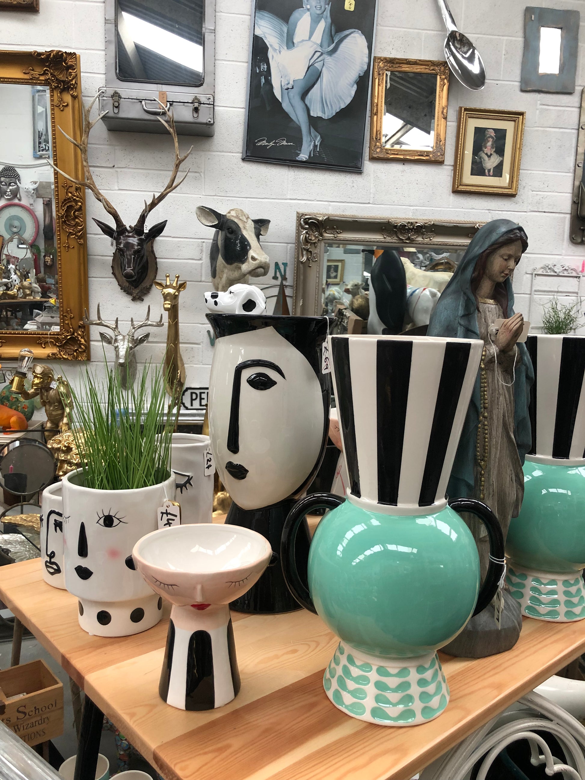 Large Unique Black and White Face Vase - Elegant Ceramic Vase | Sign of the times Stoke