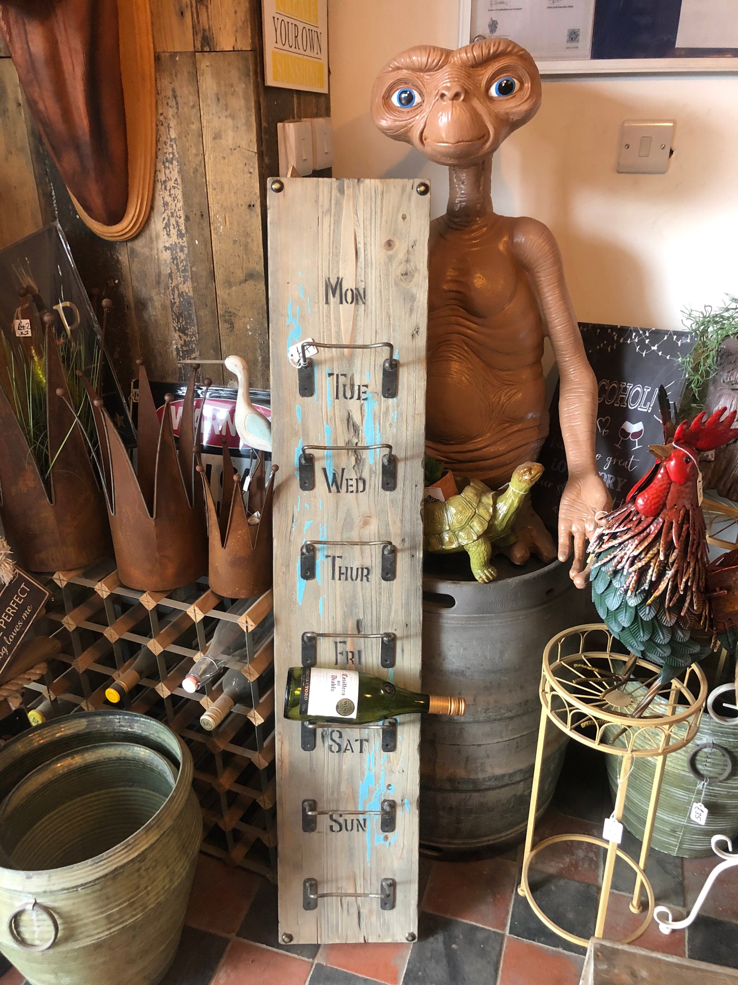 "Monday to Sunday" Wooden Wine Bottle Rack | Sign of the times Stoke