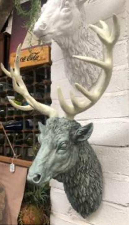 Stone Green Stag Head Wall Mount - Elegant Resin Stag with Cream Antlers | Sign of the times Stoke