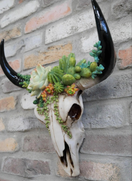 Floral Skull Wall Mount - Unique Resin Decor with Succulents | Sign of the times Stoke