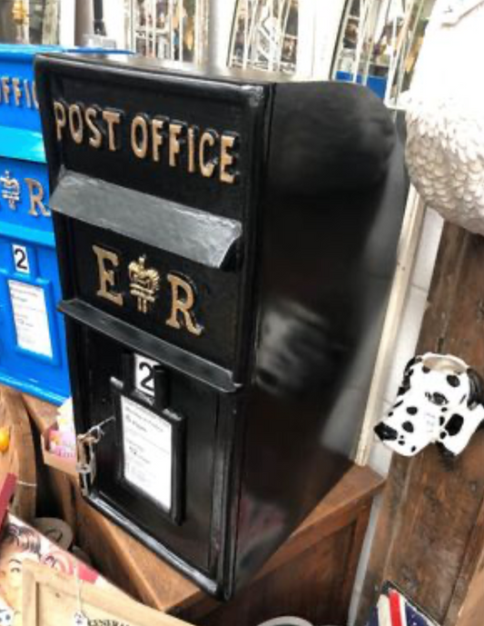 Black Post Box ER - Cast Iron Front with Aluminium Sides | Sign of the times Stoke